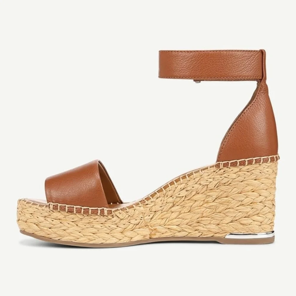 NIB Franco Sarto Clemens Raffia Espadrille Wedge Sandal, Size 9.5 (M)